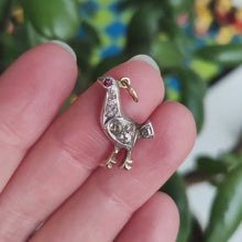 Load and play video in Gallery viewer, Antique Gold, Silver and Old-Cut Diamond Bird Charm Pendant, Circa 1900
