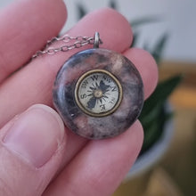 Load and play video in Gallery viewer, Antique Hardstone Compass Charm with Sterling Silver Chain
