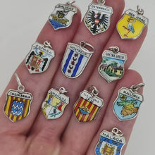 Load and play video in Gallery viewer, Vintage Silver Enamel Travel Shield Charms - Pick Your Own
