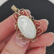 Load and play video in Gallery viewer, Vintage 9ct Yellow Gold Mother of Pearl Bird Pendant | Hallmarked 1984
