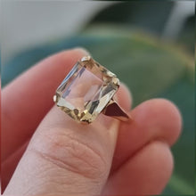 Load and play video in Gallery viewer, Vintage 9ct Yellow Gold Citrine Solitaire Ring
