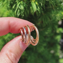 Load and play video in Gallery viewer, 9ct Yellow, Rose and White Gold Triple Hoop Earrings

