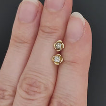 Load and play video in Gallery viewer, Vintage 9ct Yellow Gold Diamond Swirl Knot 4mm Stud Earrings
