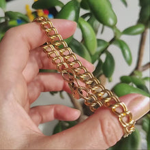 Load and play video in Gallery viewer, Vintage Heavy Gold Plated Double Link Bracelet with Heart Padlock
