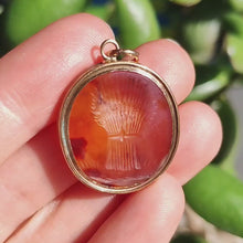 Load and play video in Gallery viewer, Victorian Rolled Gold Carnelian Wheatsheaf Intaglio Pendant
