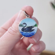 Load and play video in Gallery viewer, Vintage 800 Silver and Enamel Black Swan Charm Pendant

