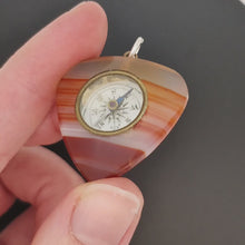 Load and play video in Gallery viewer, Antique Agate Heart Compass Pendant video
