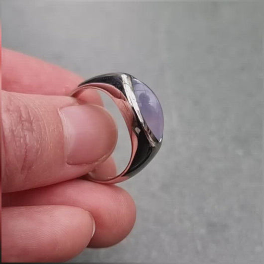 18ct White Gold Blue Chalcedony Ring video