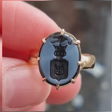 Load and play video in Gallery viewer, Antique 18ct Gold Russian Noble Family Coat of Arms Ring video
