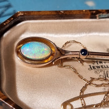 Load image into Gallery viewer, Antique 9ct Rose Gold Opal Bar Brooch top
