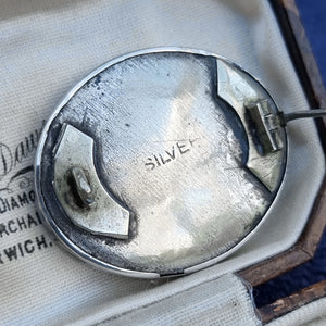 Victorian Silver Swallow Bird Plaque Brooch reverse