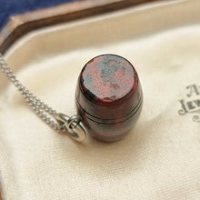 Load image into Gallery viewer, Antique Carved Bloodstone Barrel Charm Necklace
