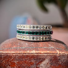 Load image into Gallery viewer, Art Deco Silver Night &amp; Day Flip Paste Ring green side

