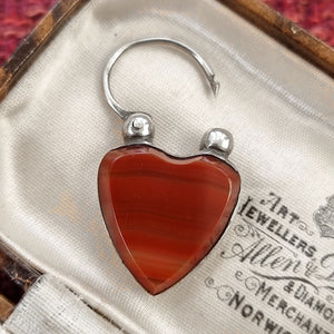 Victorian Silver Agate Heart Padlock in box