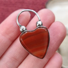 Load image into Gallery viewer, Victorian Silver Agate Heart Padlock in hand
