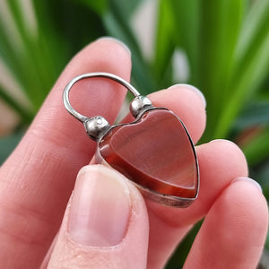 Victorian Silver Agate Heart Padlock in hand