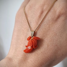 Load image into Gallery viewer, Vintage 9ct Gold Coral Corn Pendant with chain in hand
