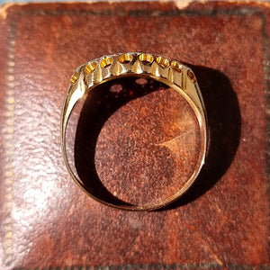 Antique 18ct Gold Almandine Garnet & Diamond Ring from above