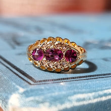 Load image into Gallery viewer, Antique 18ct Gold Almandine Garnet &amp; Diamond Ring front
