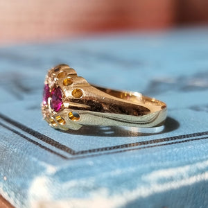 Antique 18ct Gold Almandine Garnet & Diamond Ring side