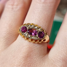 Load image into Gallery viewer, Antique 18ct Gold Almandine Garnet &amp; Diamond Ring modelled
