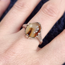 Load image into Gallery viewer, Antique Sterling Silver Agate Ring modelled
