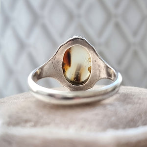 Antique Sterling Silver Agate Ring back