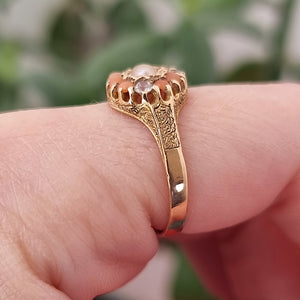 Victorian 15ct Gold Coral & White Sapphire Ring | Birmingham 1900 modelled