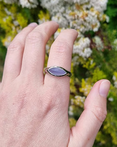 18ct White Gold Blue Chalcedony Ring modelled
