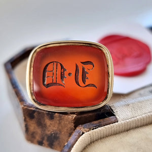 Victorian Gold Cased Carnelian Fob Seal | Initials J.D front
